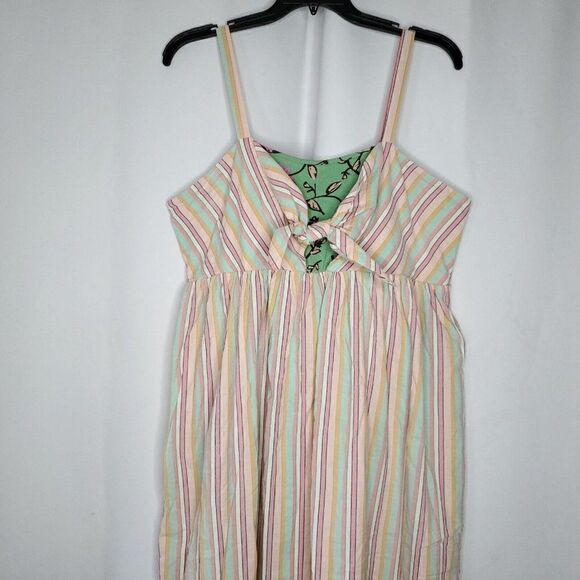 Striped Sleeveless Maxi Dress XXL Pink Aqua Yellow Floral Accent Matilda Jane - Picture 2 of 5